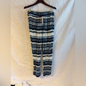 Navy and White Plaid Women's Trousers